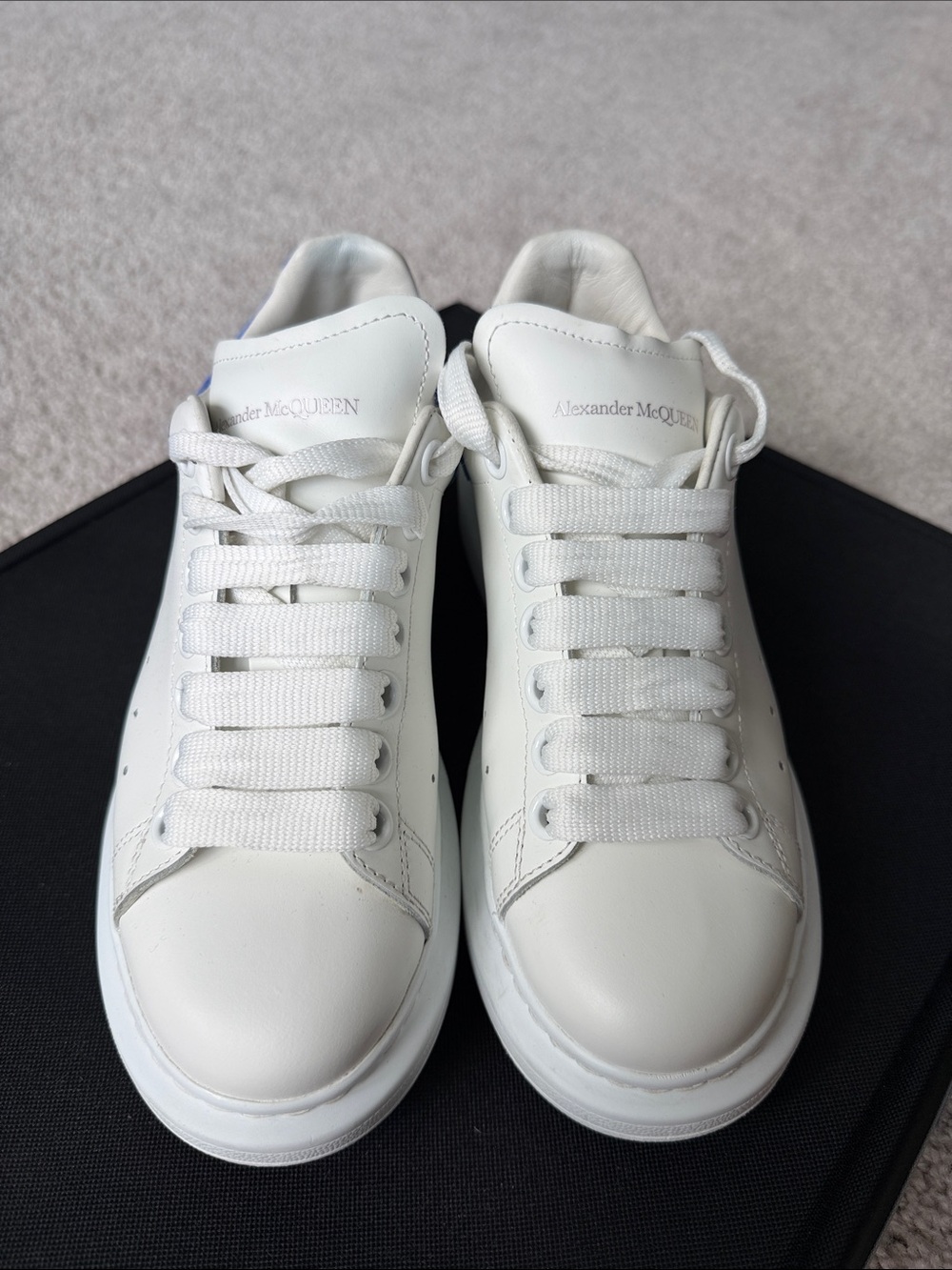 Alexander McQueen Women’s size 35 White & Blue Leather Oversized-sole Sneakers